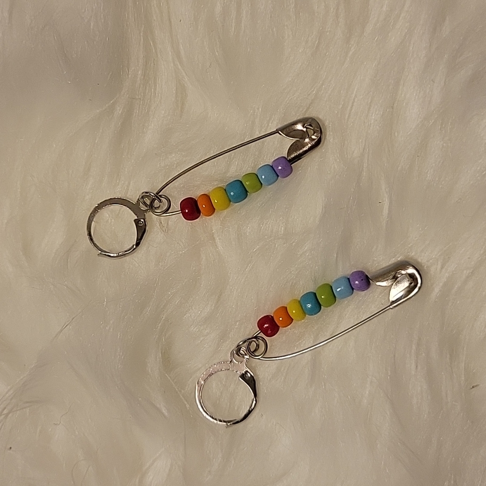 PRIDE safety pin earrings